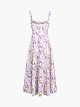 Violet Roses Floral Zippered Slit Milkmaid Midi Dress